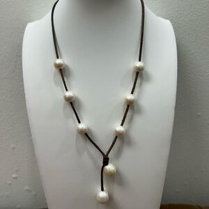 Wendy Mignot Seacrest Freshwater Pearl & Leather Necklace